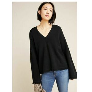 NWT- Anthropology Joy fringed v-neck wool sweater